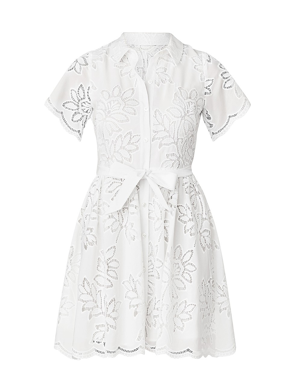 Women's Alston Lace Tie-Waist Shirtdress - Optic White - Size 4 | Saks Fifth Avenue
