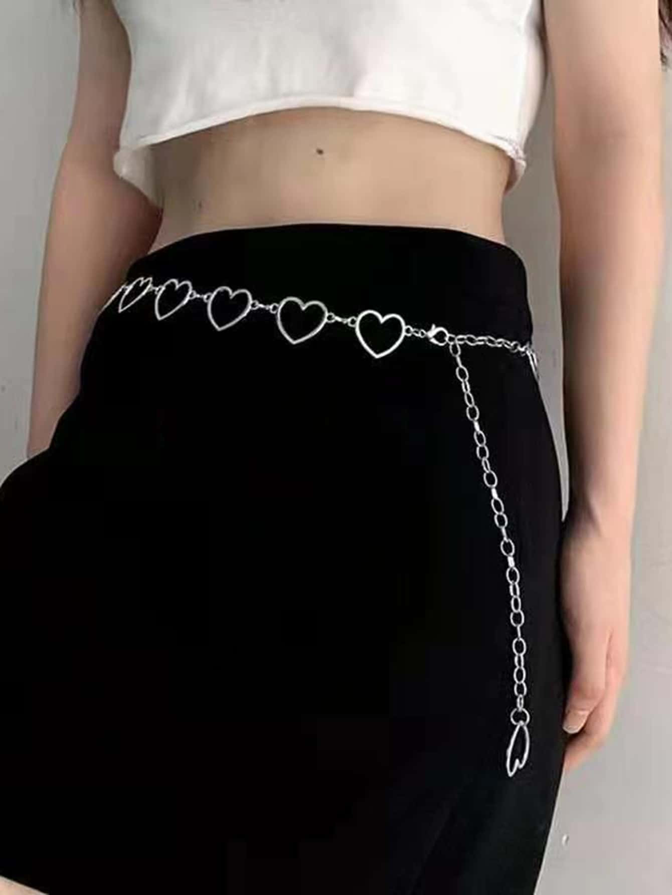 1pc Minimalist Heart Shape Cutout Metallic Waist Decoration, Grunge Style Pants Chain Waist Chain | SHEIN