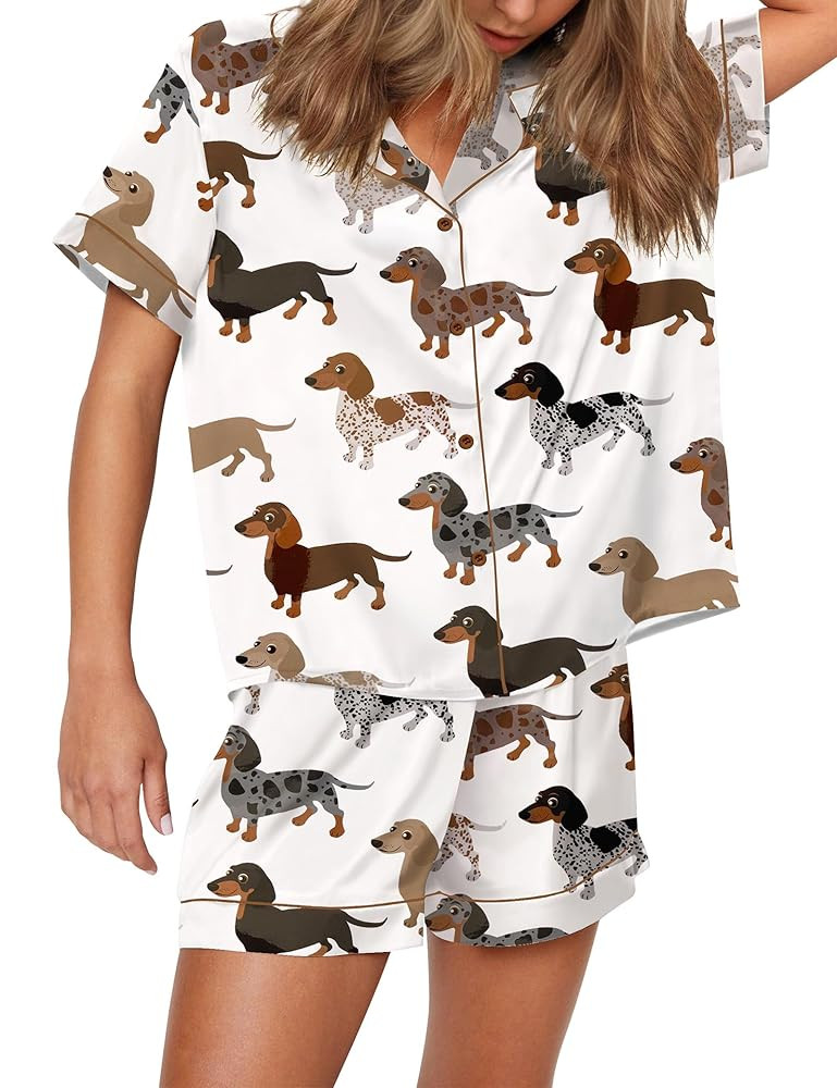 SHESHOW Funny Graphic Pajamas for Women Set Button Down Short Sleeve Top and Shorts Pjs Sets Slee... | Amazon (US)