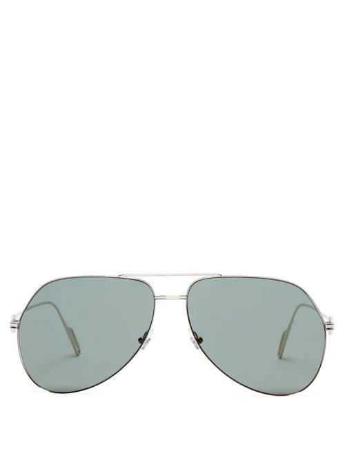 Cartier Eyewear - Première De Cartier Silver Tone Metal Sunglasses - Womens - Green Silver | Matches (US)