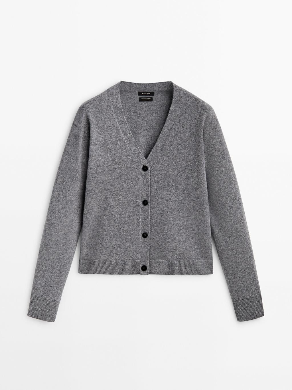 100% cashmere V-neck cardigan | Massimo Dutti US