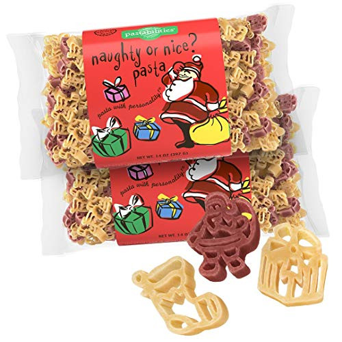 Pastabilities Fun Shaped Pasta for Kids - Christmas - Naughty or Nice Holiday Theme, Non-GMO Natural Wheat and Vegetable Pasta, All-Natural, Kosher Certified, Made in the USA, (2 Pack, 14 Oz) | Amazon (US)