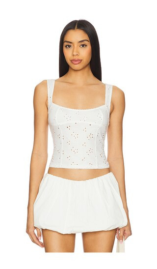 Free People Full Bloom Eyelet Cami in Ivory. - size XS | Revolve Clothing (Global)
