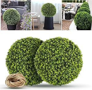 2 Packs 20.5in Large Cedar Topiary Balls, Artificial Plant Topiary Balls for The Front Door, Arti... | Amazon (US)