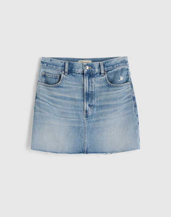 Raw-Hem Denim Mini Skirt in Kelleyville Wash | Madewell