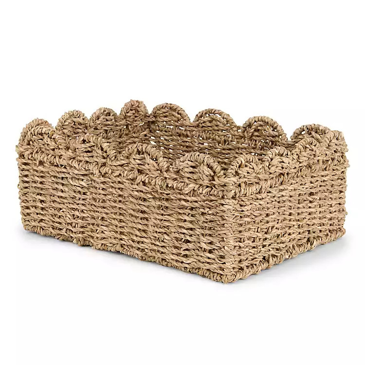 New! Small Seagrass Scalloped Basket | Kirklands