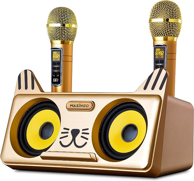 MASINGO Portable Kitty Cat Karaoke Machine for Kids, Children, & Toddlers w/Bluetooth Speakers, 2... | Amazon (US)