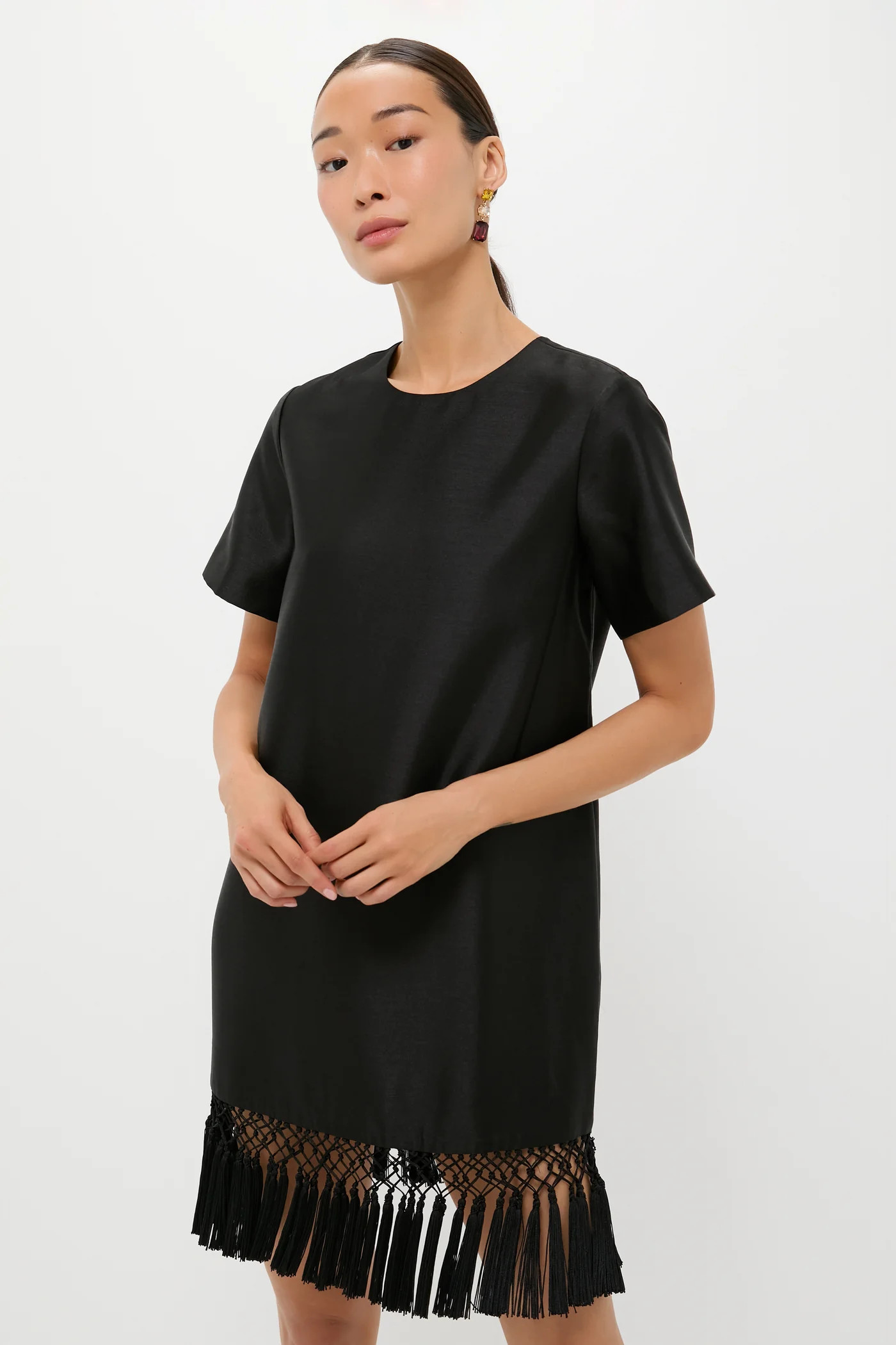 Black Dupioni Tassel Downing Dress | Tuckernuck (US)