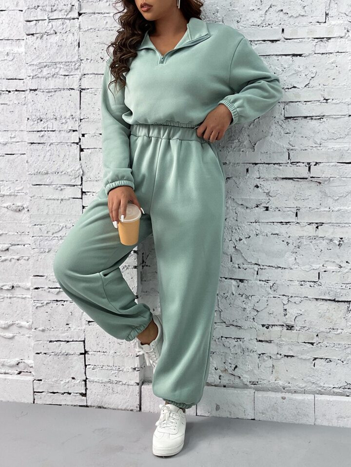 SHEIN LUNE Plus Drop Shoulder Pullover & Sweatpants | SHEIN