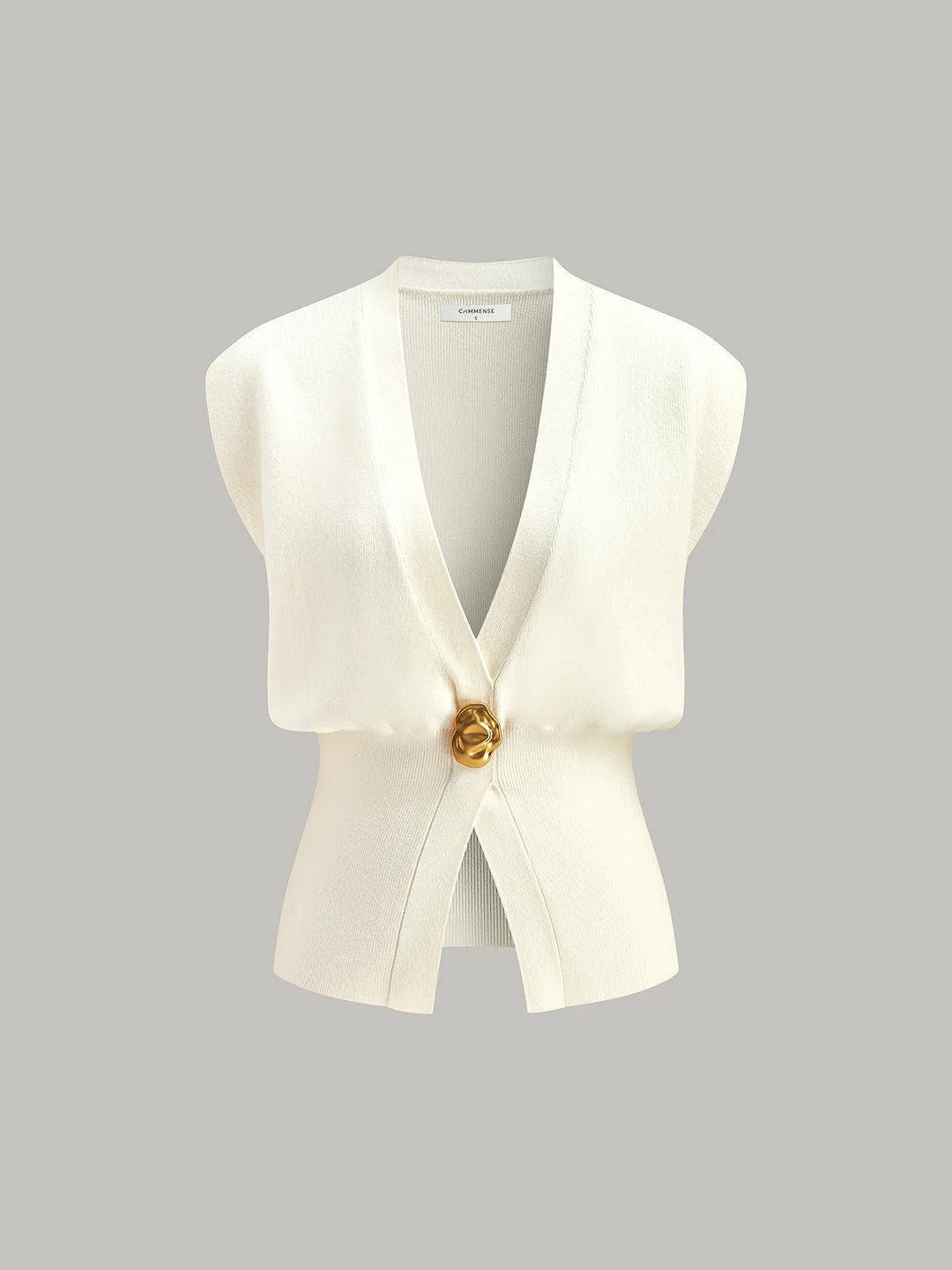 V-Neck Buttoned Detail Sweater Vest | Commense