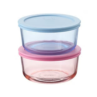 Pyrex® Round Simply Store Glass 4 Cup Tinted Set of 4 | The Container Store