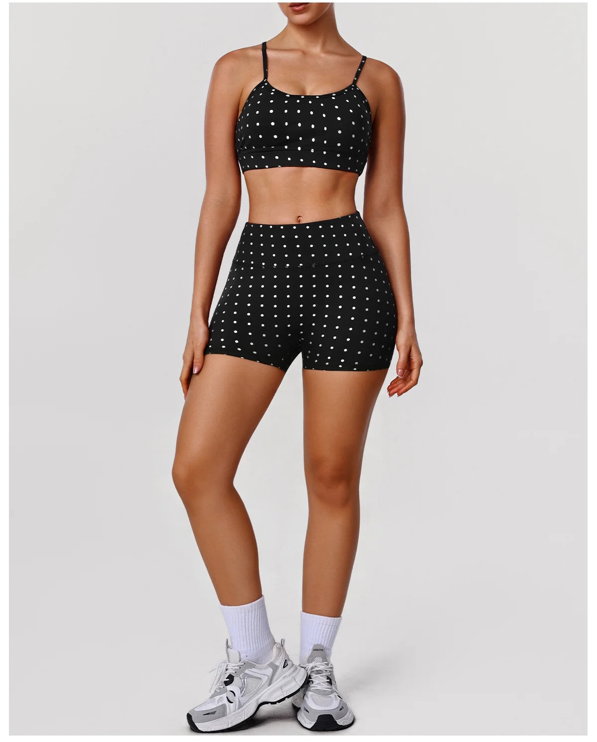 PISONIC Women's Polka Dots Workout Set 2 Piece Sports Bra Tank High Waisted Biker Shorts Matching... | Walmart (US)