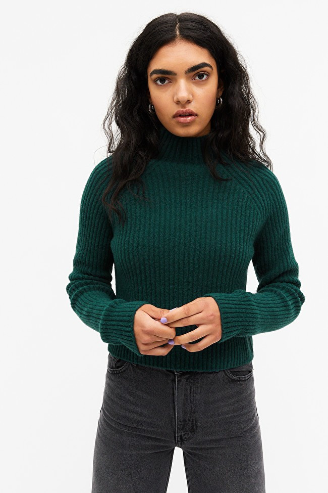 Ribbed knit turtleneck sweater | Monki