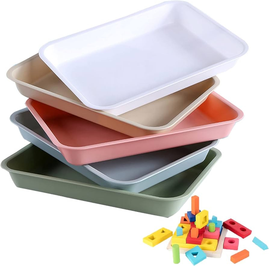 5 Pack Activity Plastic Art Trays, Crafts Organizer Serving Trays for Painting,Beads,Slime and Cl... | Amazon (US)