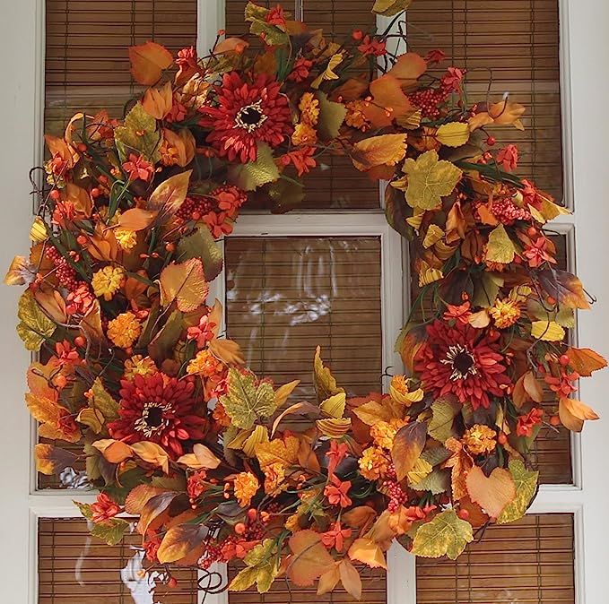 The Wreath Depot Highland Silk Fall Door Wreath 24 Inch, Full Handcrafted Autumn Front Door Wreat... | Amazon (US)