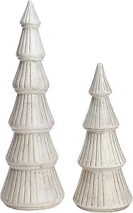 WONDROUS' DECO Wooden Christmas Tree, Tabletop White Tree Figurine, Set of 2 Desk Centerpieces fo... | Amazon (US)
