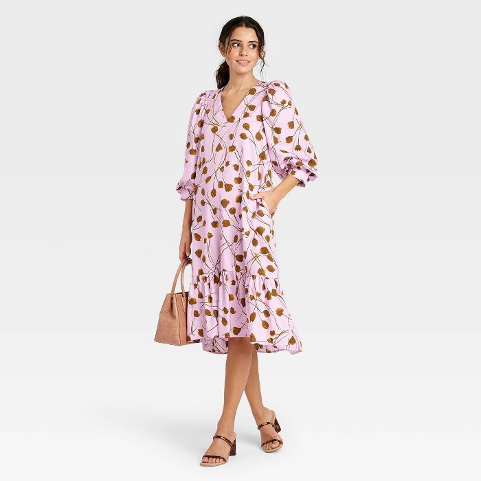 Women's Long Sleeve Ruffle Hem Dress - A New Day™ | Target