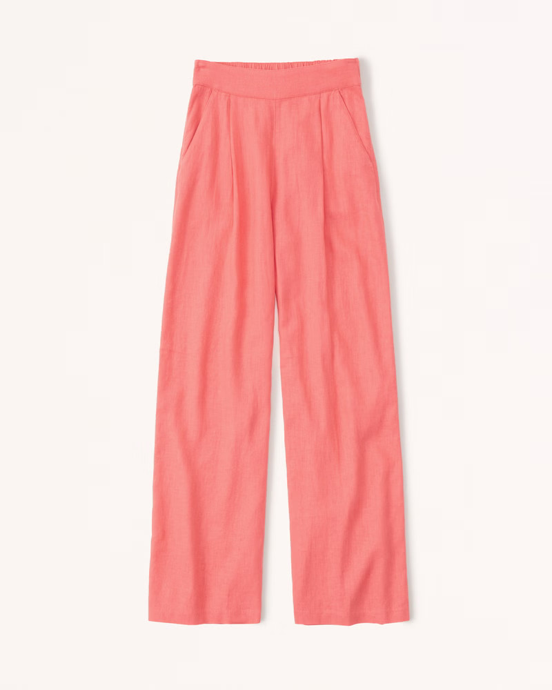 Linen-Blend Pull-On Wide Leg Pants | Abercrombie & Fitch (US)