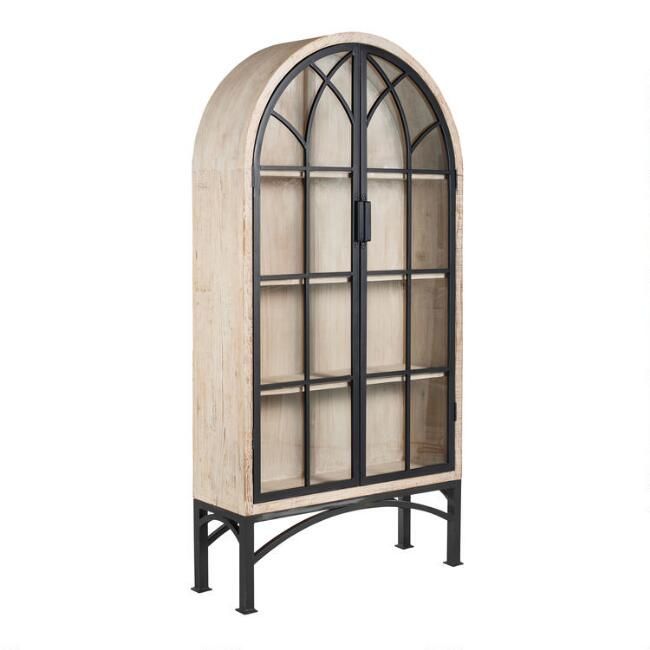 Astle Whitewash Reclaimed Wood And Iron Display Cabinet | World Market