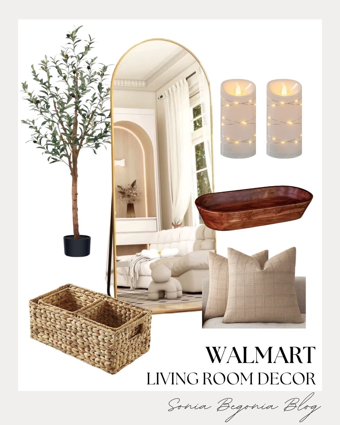 Refresh your living space with these affordable Walmart home finds! 🌿 

I am loving this gold arched floor mirror paired with a faux olive tree to bring life and brightness to any corner. Add cozy plaid pillows and woven baskets for the ultimate blend of style and organization.

Create a warm, inviting atmosphere on a budget. ✨🕯️

#walmartfinds #livingroomdecor #walmarthome #homerefresh #neutraldecor #budgetdecor #interiorstyling #cozyvibes #homeinspiration #decorinspo

#LTKHome