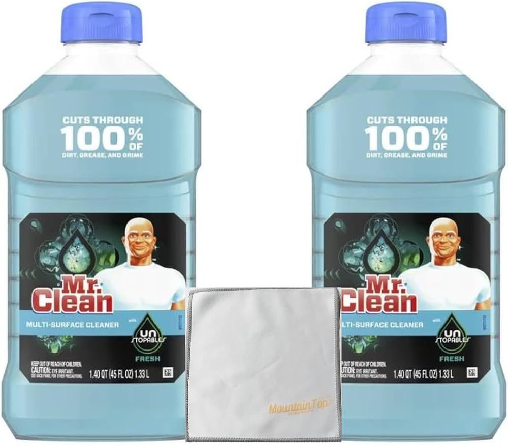 Mr. Clean with Unstopables Fresh Scent Multi-Surface Cleaner Liquid, 45 fl oz Pack of 2 with MountainTop Micro Fiber Cloth Bundle | Amazon (US)