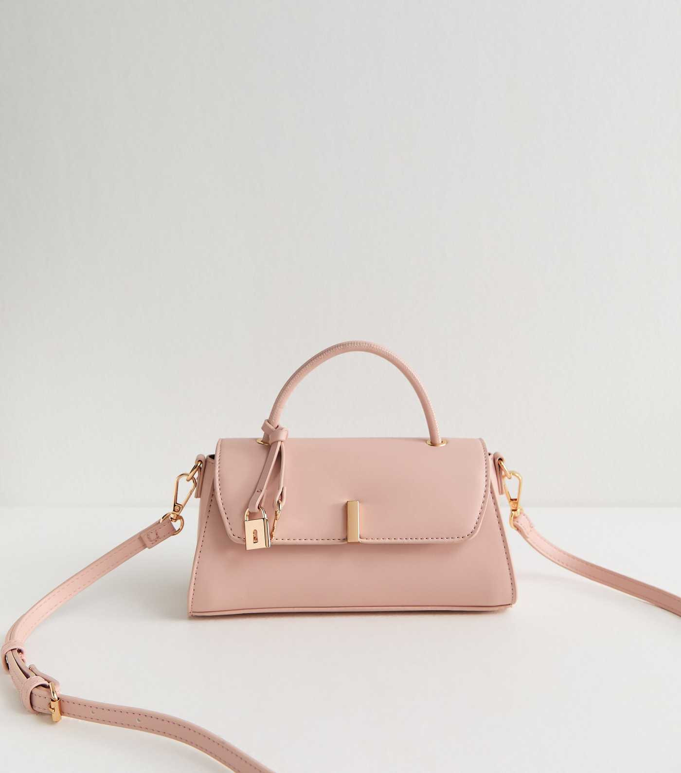 Light Pink Faux Leather Top Handle Flap Bag | New Look | New Look (UK)