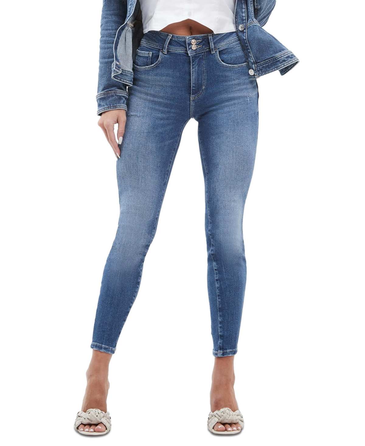 Guess Women's Shape Up Mid-Rise Skinny Jeans - Calicycle Mid | Macy's