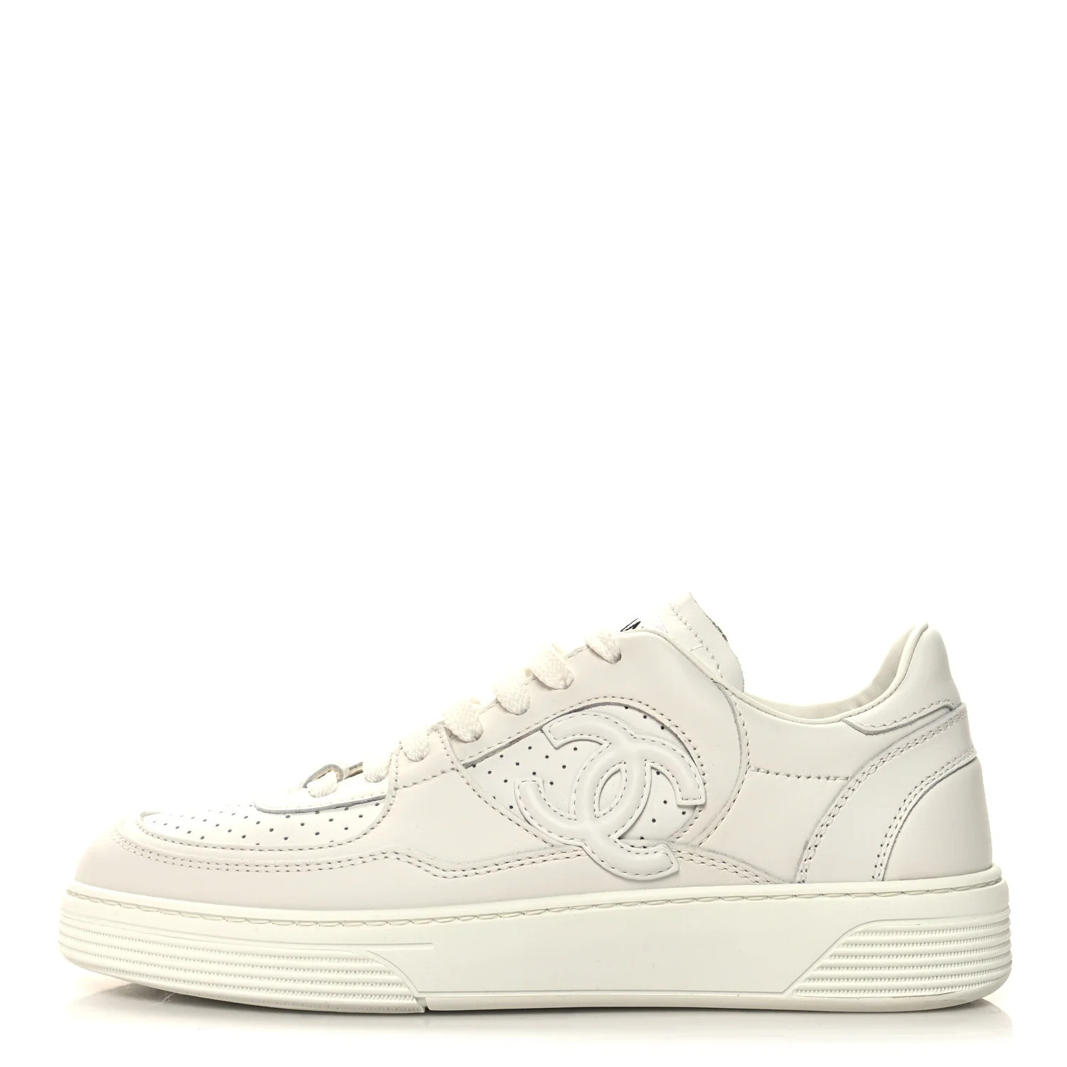 Calfskin CC Womens Sneakers 37.5 White | FASHIONPHILE (US)