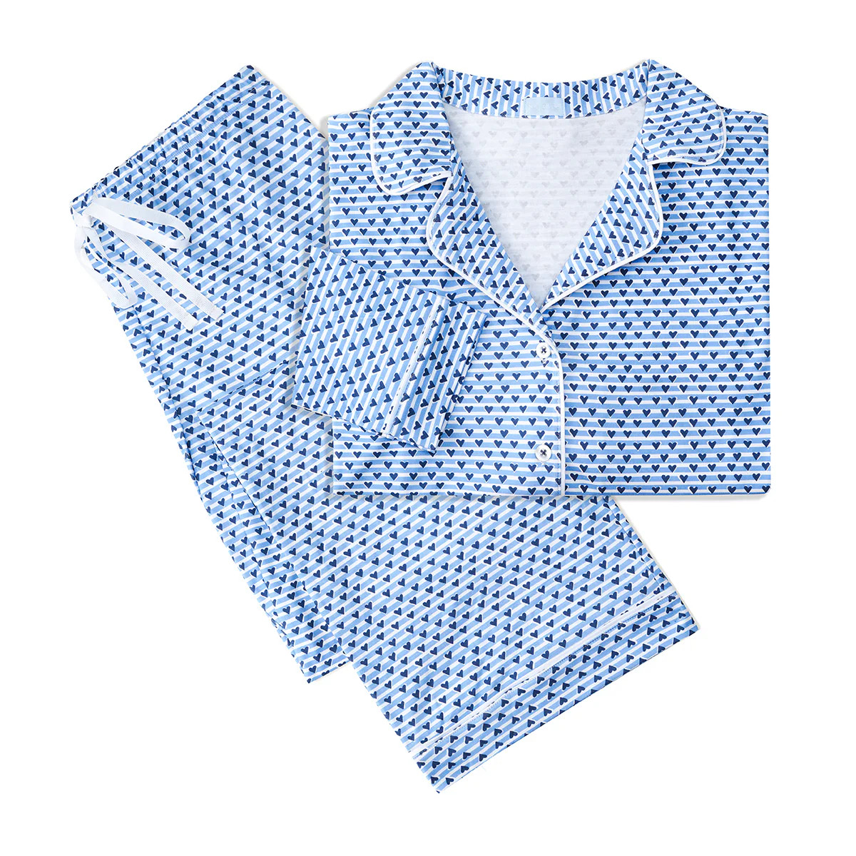 Sailor Hearts Women’s Button Front Long Pajama Set | Joy Street