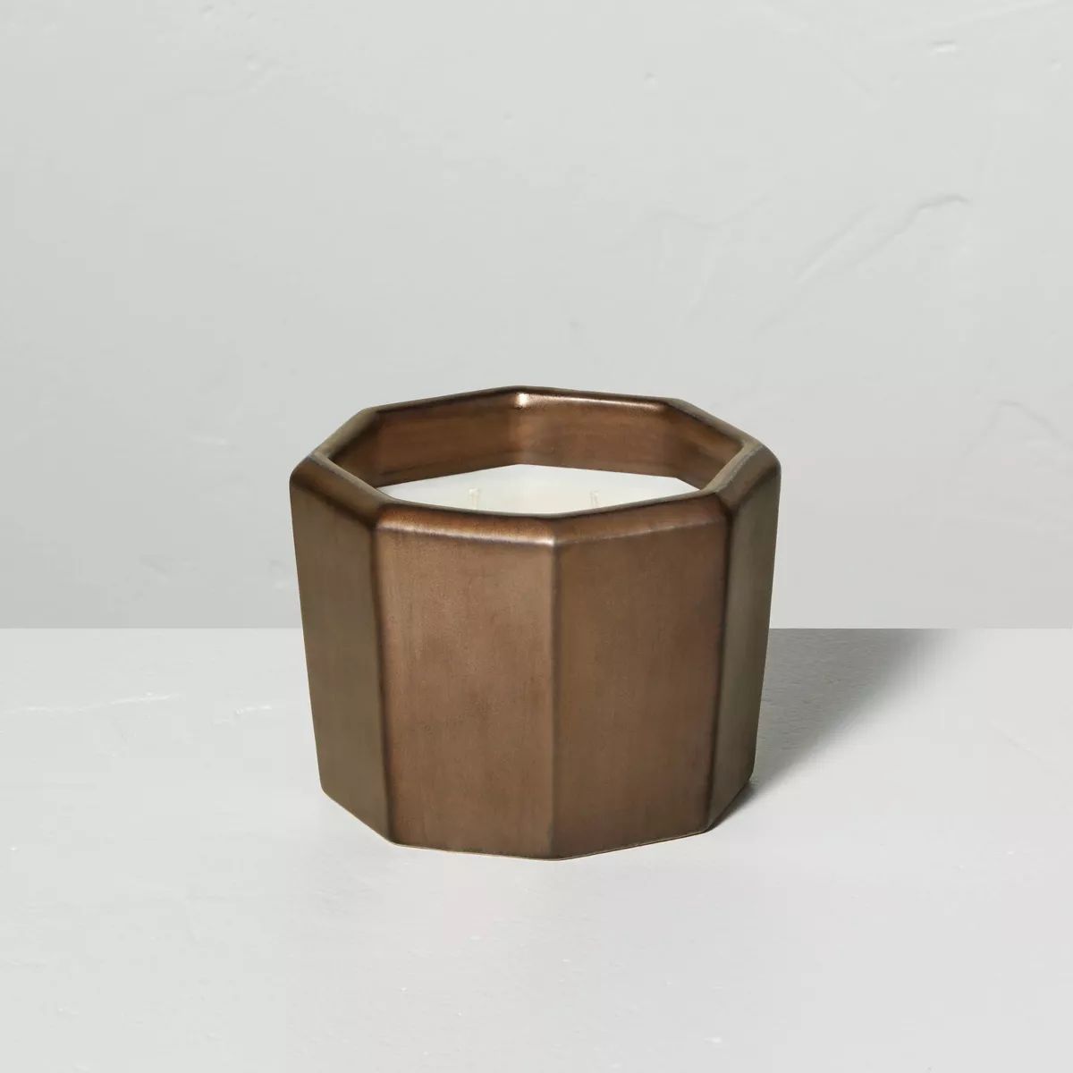 Octagonal Ceramic Autumn Cider Jar Candle Metallic Bronze - Hearth & Hand™ with Magnolia | Target