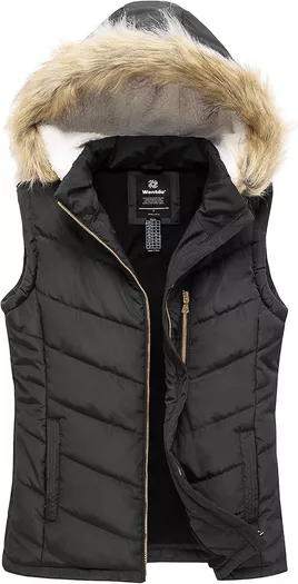 KEOMUD Women's Winter Crop Vest Lightweight Sleeveless Warm Outerwear  Puffer Vest Padded Gilet