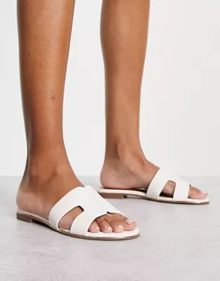 Dune London loopy slip on flat sandals in white | ASOS (Global)
