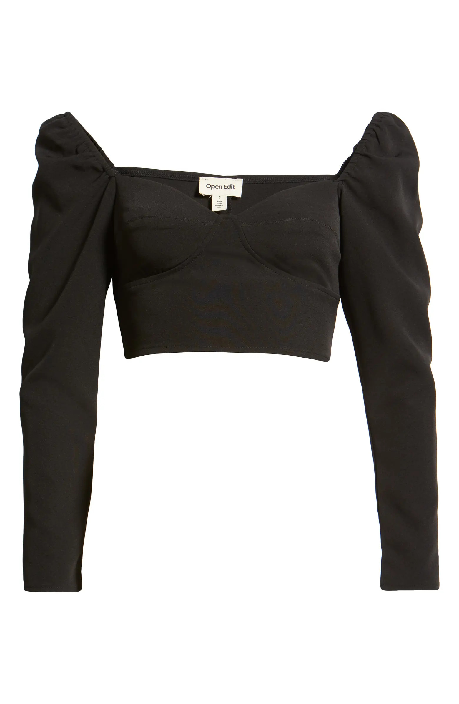 Bustier Long Sleeve Crop Top | Nordstrom