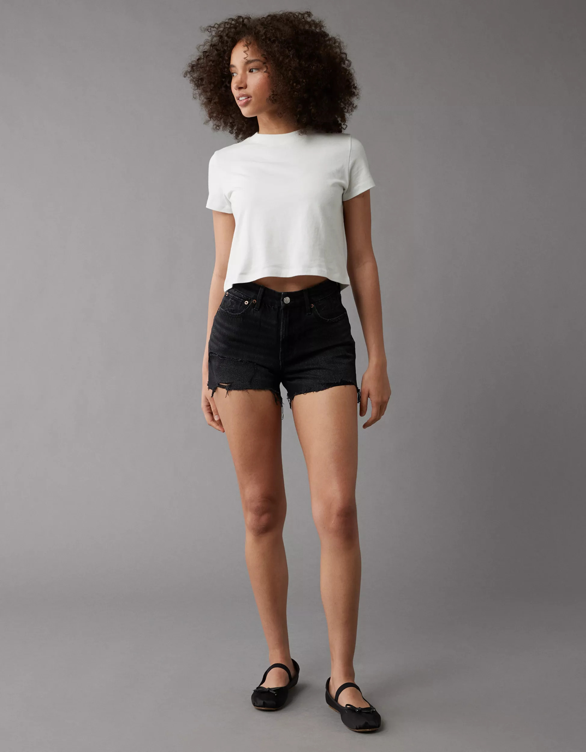 AE Strigid Curvy Super High-Waisted Relaxed Ripped Short | American Eagle Outfitters (US & CA)