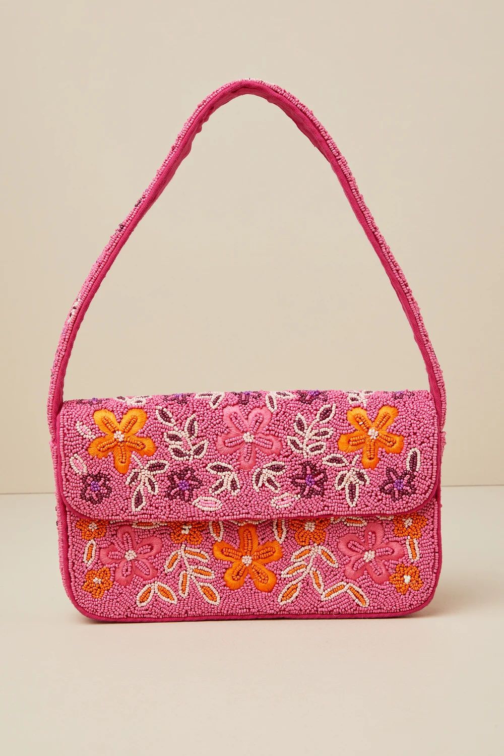Bold Accent Hot Pink Multi Beaded Shoulder Bag | Lulus