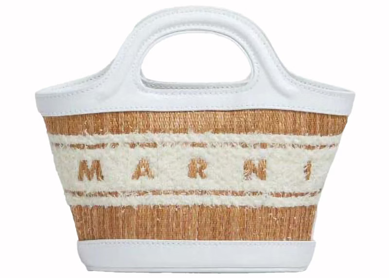 Women's Marni Leather and Raffia Effect Fabric Microbag in White | StockX