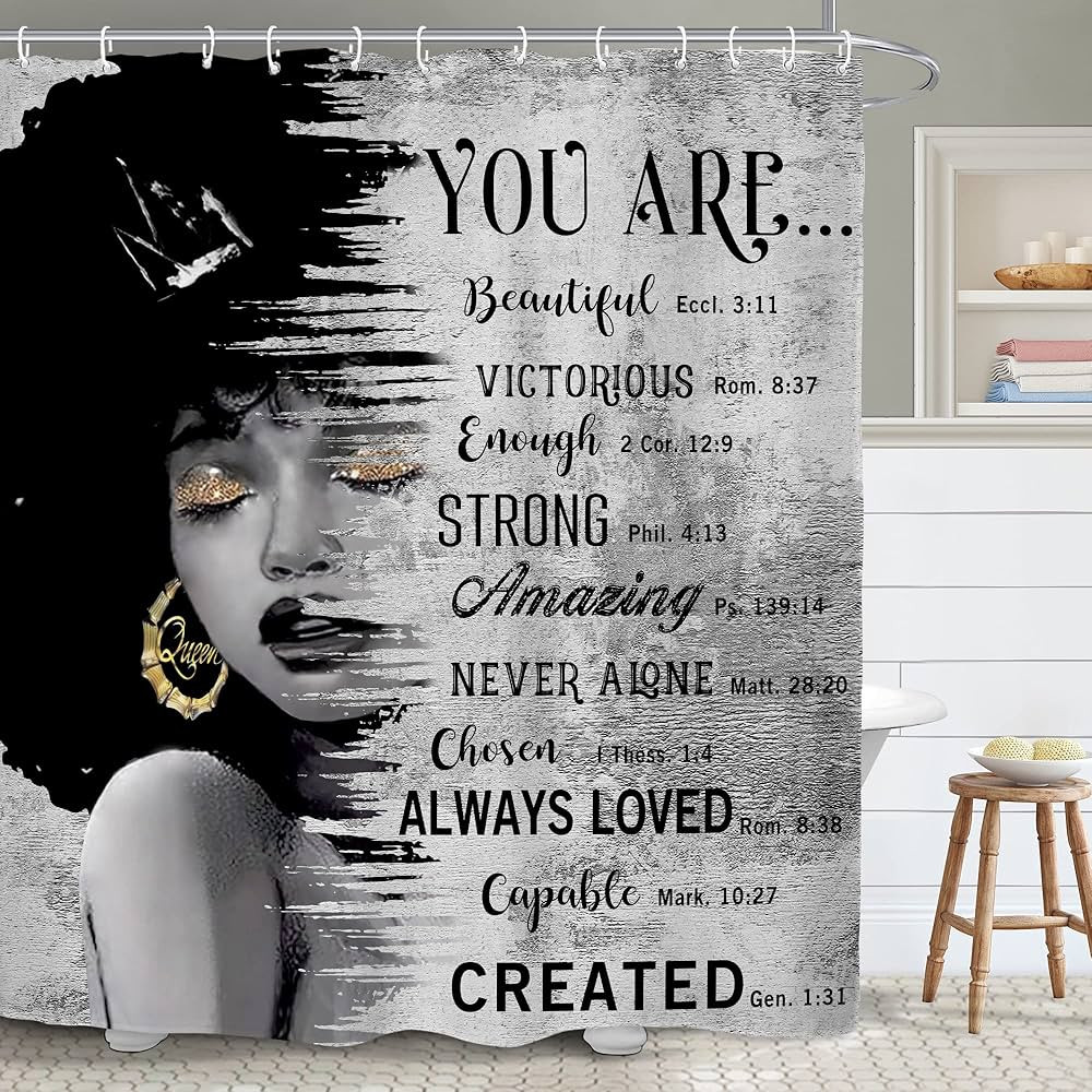 Yookeb Black Woman African American Bathroom Shower Curtain 60W by 71H Inch Afro Quotes Motivatio... | Amazon (US)