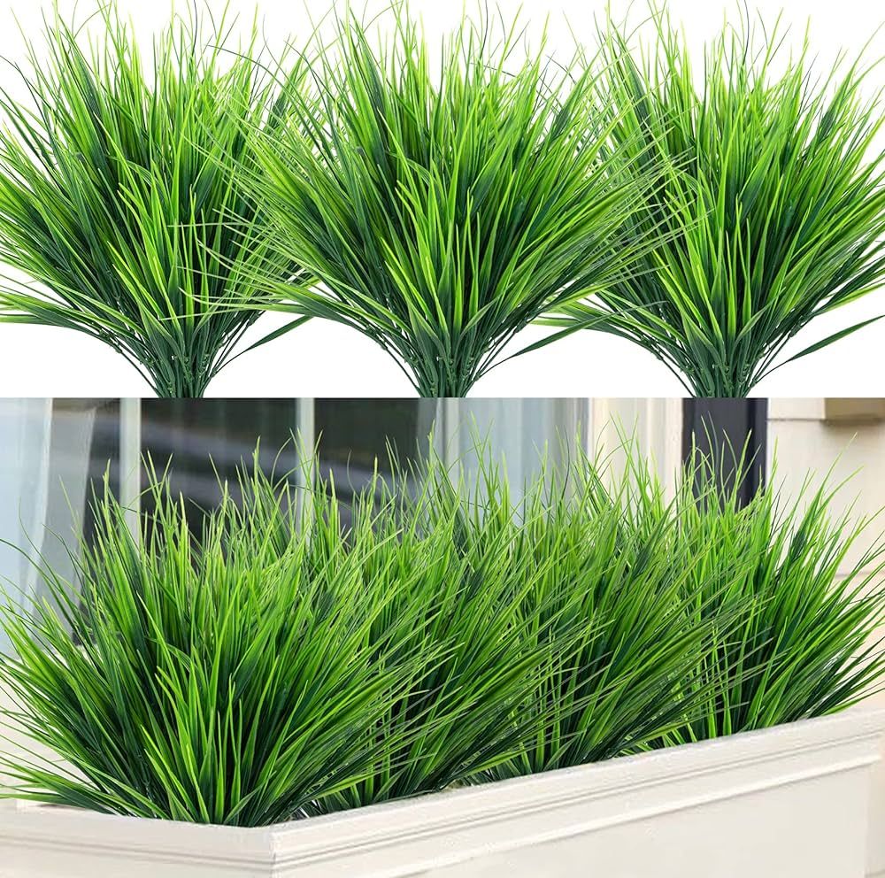 Artificial Wheat Grass Fake Plants Outdoor, UV Resistant Fake Grass Artificial Greenery Stems Pla... | Amazon (US)