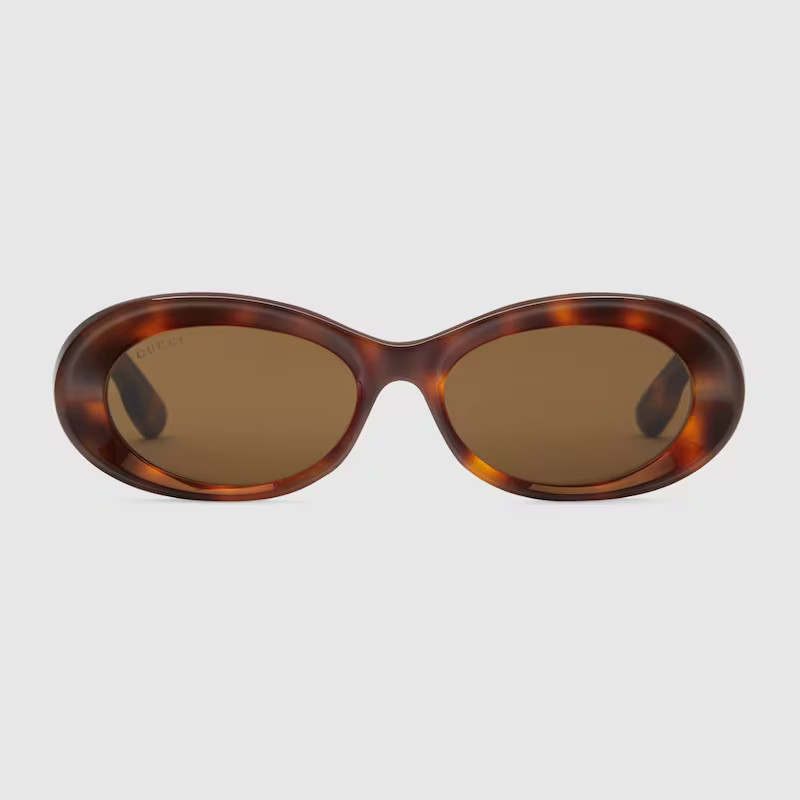 GUCCI Oval-frame Sunglasses, Brown | Gucci (US)