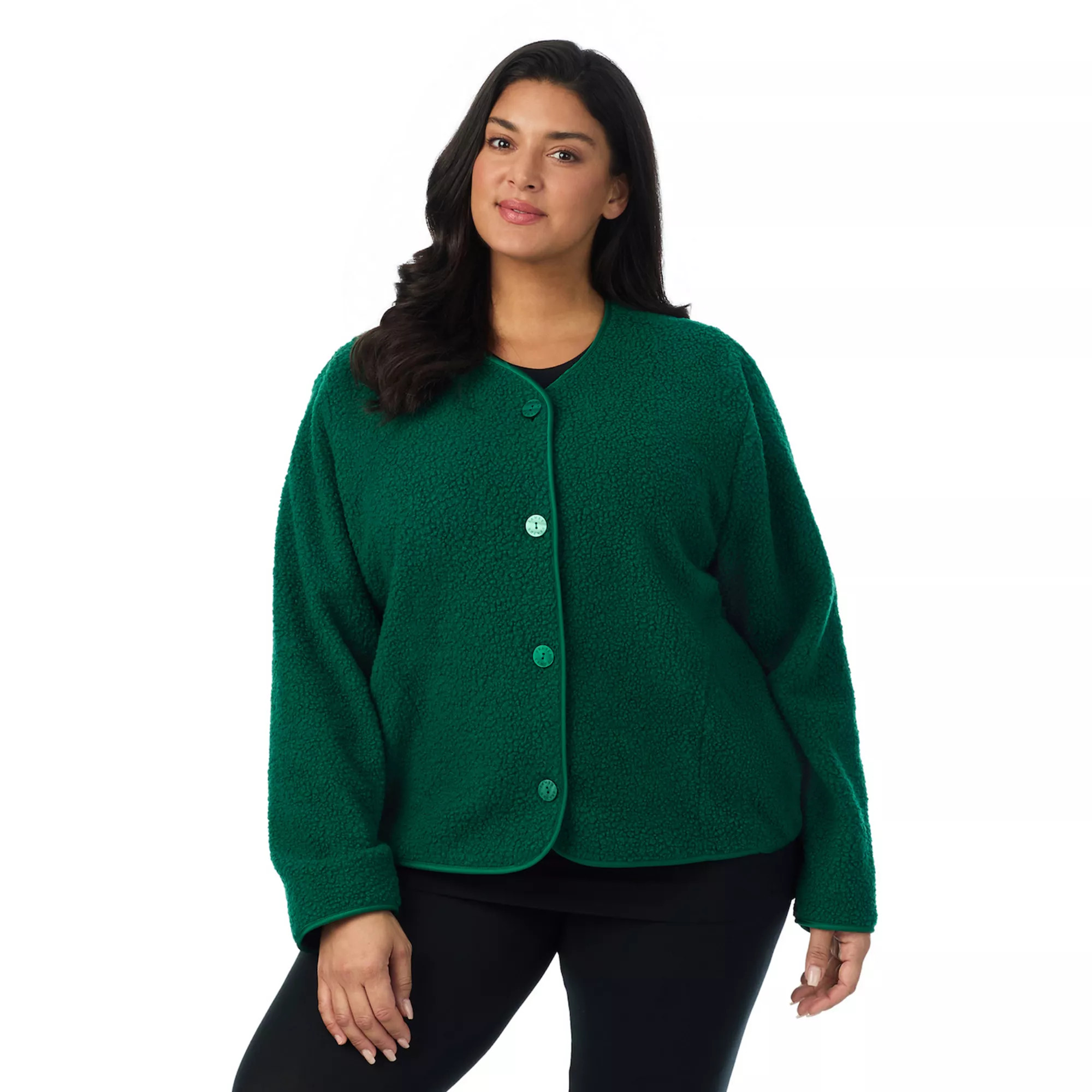 Plus Size Draper James Button-Front Teddy Bed Jacket | Kohl's