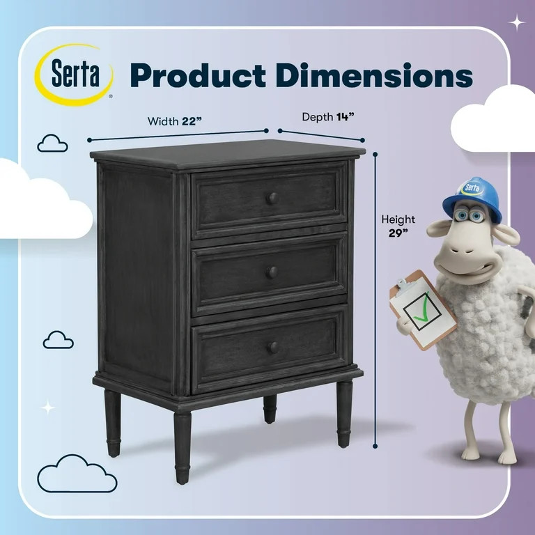Serta Webster 3 Drawer Storage Cabinet Dark Gray | Walmart (US)