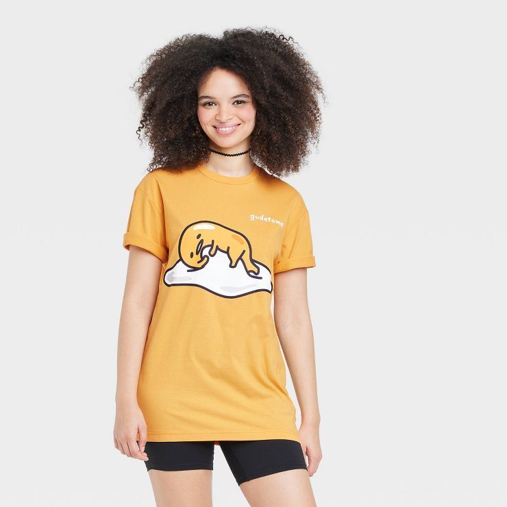 Women's Sanrio Gudetama Oversized Short Sleeve Graphic T-Shirt - Yellow | Target