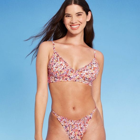 Women's Ruffle Trim Bralette Bikini Top - Shade & Shore™ Ditsy Floral | Target