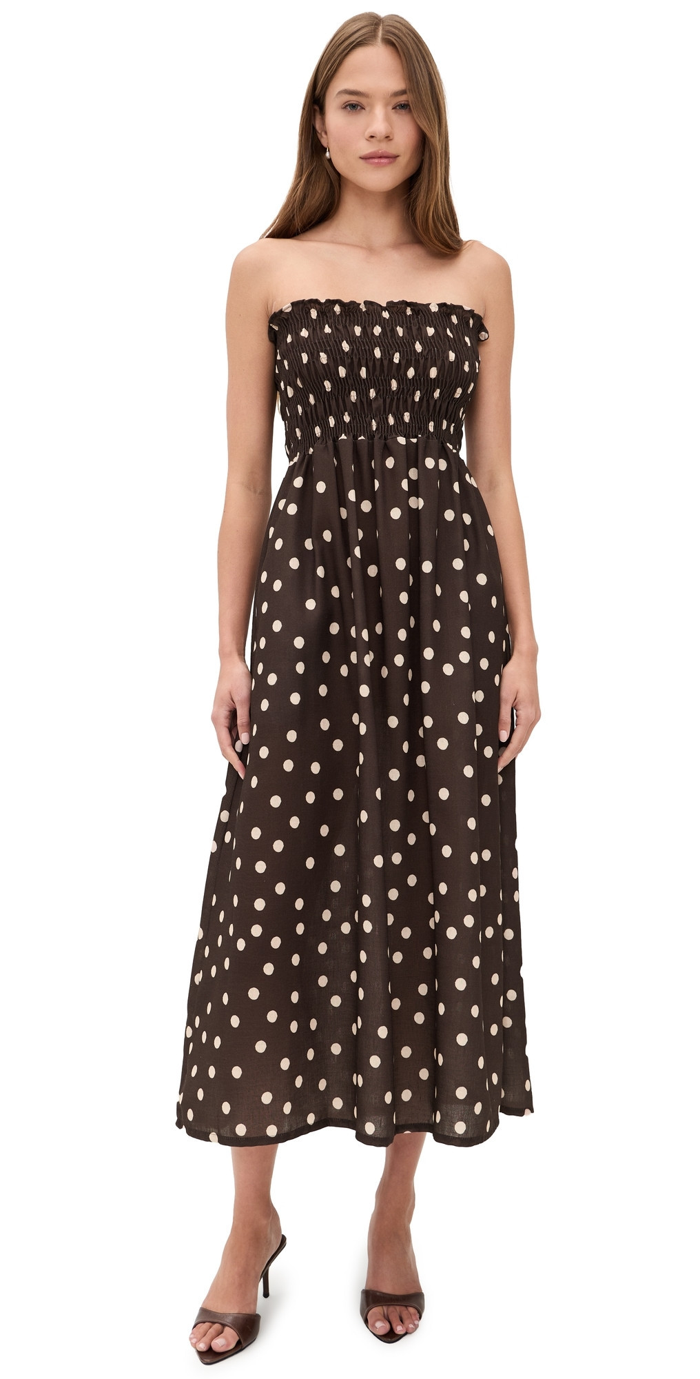 The Lulo Project The Drift Dress Polka Dots Brown S | Shopbop