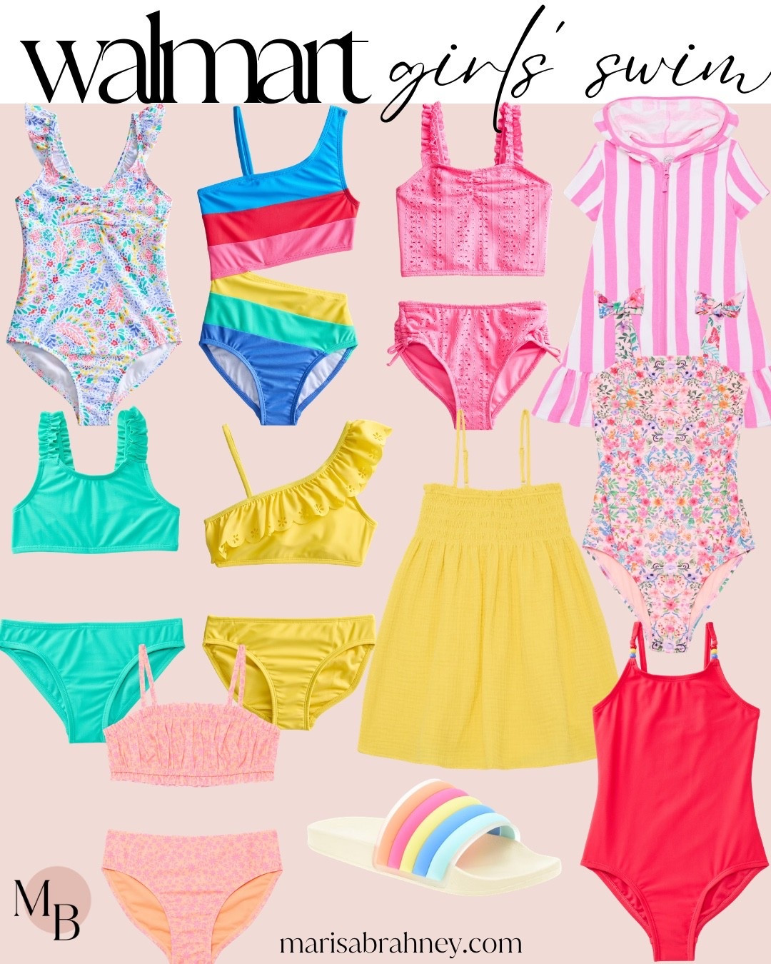 Walmart Girl’s swim: Budget friendly girls swimwear perfect for spring break or summer. #kidsswim #walmartfinds #walmartkids 
