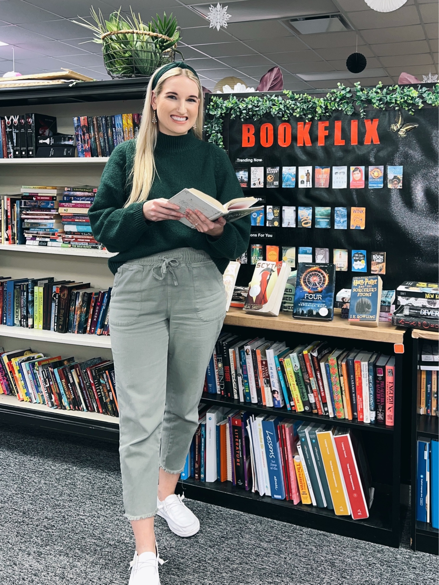 Holiday Teacher Outfit Inspo 🎄
Sweater: Medium
Pants: Medium
Shoes: Hey Dudes, fit true to size 
Earrings/headband: Amazon

#LTKSeasonal #LTKworkwear #LTKunder50