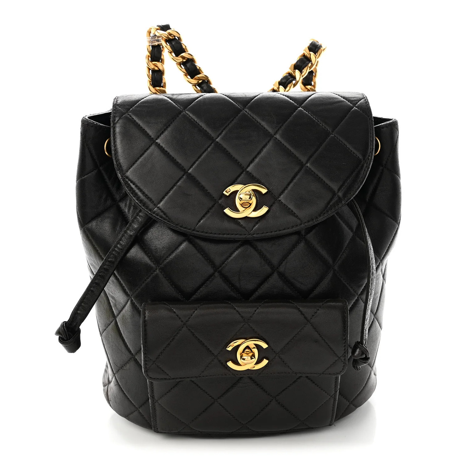 Chanel Lambskin Quilted Drawstring Backpack Black 1894528 | FASHIONPHILE (US)