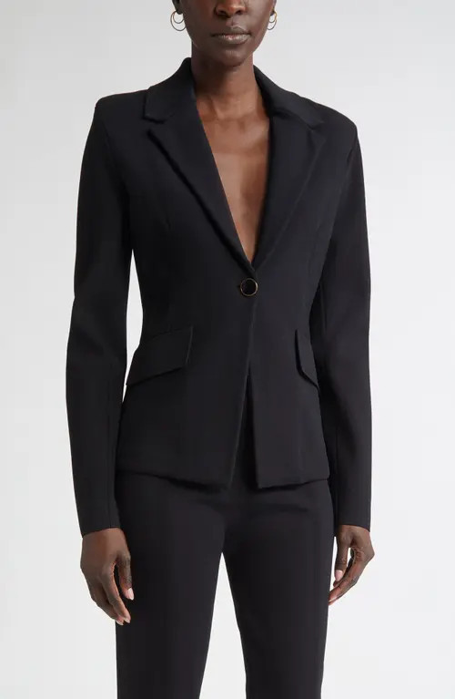 ST. JOHN Harper One-Button Knit Jacket in Black at Nordstrom, Size X-Large | Nordstrom