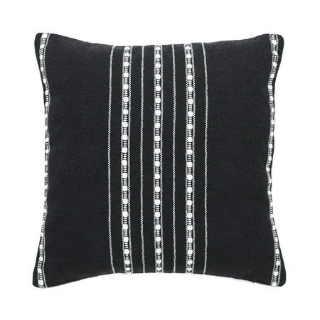 Mainstays 18 x 18 Black Stripe Cord Cotton Rich Decorative Pillow | Walmart (US)