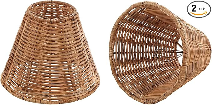 Aspen Creative 51003-2, Empire Clip-On Chandelier Lamp Shade, Natural Rattan, 3" Top X 6" Bottom ... | Amazon (US)